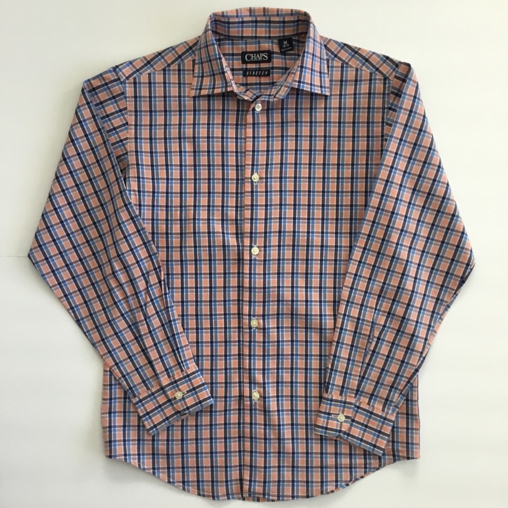 Chaps Boys Stretch Shirt Plaid Size L 10-12